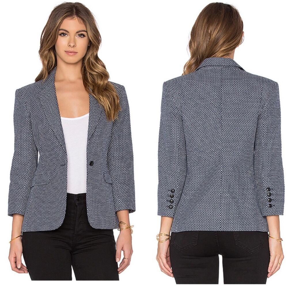 ATM Anthony Thomas Melillo Blazer School Boy Jacket Jacquard Blue White Size 2